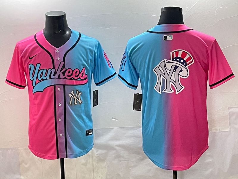 Men 2025 New York Yankees Blank Blue pink Game Nike MLB Jersey style 0016